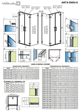 Radaway Arta DWD+S drzwi prysznicowe 50 cm lewe chrom/szkło przezroczyste 386057-03-01L