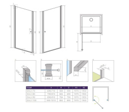 Radaway Eos DWJ I drzwi prysznicowe 100 cm wnękowe lewe chrom/szkło przezroczyste 137923-01-01L