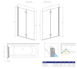 Radaway Essenza New PND parawan nawannowy 100 cm lewy chrom/szkło przezroczyste 207210-01L