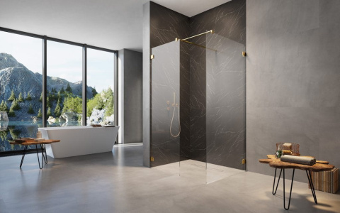 Radaway Essenza Pro Gold Walk-In ścianka prysznicowa 95 cm wolnostojąca złoty połysk/szkło przezroczyste 10103095-09-01 Radaway Essenza Pro Gold Walk-In ścianka prysznicowa 95 cm wolnostojąca złoty połysk/szkło przezroczyste 10103095-09-01