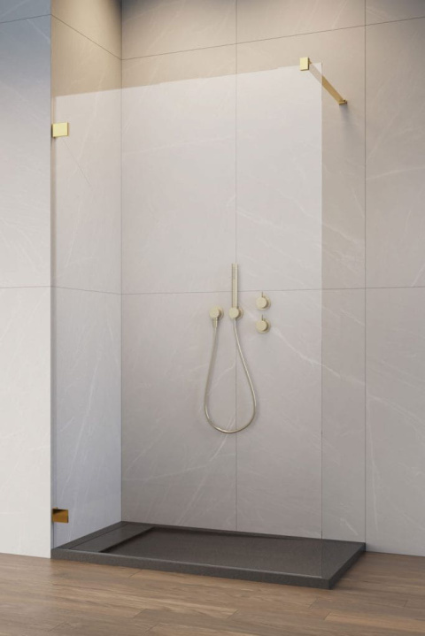 Radaway Essenza Pro Gold Walk-In ścianka prysznicowa 95 cm wolnostojąca złoty połysk/szkło przezroczyste 10103095-09-01 Radaway Essenza Pro Gold Walk-In ścianka prysznicowa 95 cm wolnostojąca złoty połysk/szkło przezroczyste 10103095-09-01