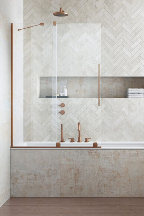 Radaway Furo Brushed Copper PND II drzwi parawanu 53,8 cm prawe miedź szczotkowana/szkło przezroczyste 10109538-93-01R