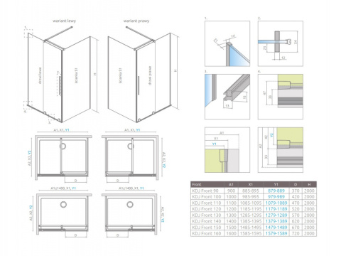 Radaway Furo KDJ drzwi prysznicowe 47,2 cm prawe chrom/szkło przezroczyste 10104472-01-01R