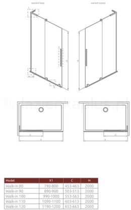 Radaway Furo SL Walk-in drzwi prysznicowe 58,8 cm prawe chrom/szkło przezroczyste 10306588-01-01R