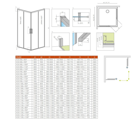 Radaway Idea Black KDD drzwi prysznicowe 100 cm lewe czarny mat/szkło przezroczyste 387062-54-01L