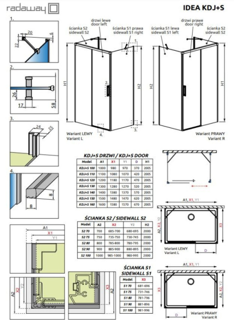 Radaway Idea KDJ drzwi prysznicowe 100 cm prawe chrom/szkło przezroczyste 10116100-01-01R