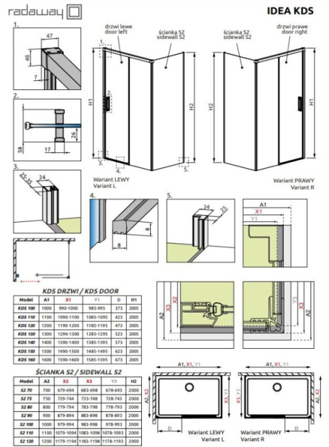 Radaway Idea KDS drzwi prysznicowe 100 cm lewe chrom/szkło przezroczyste 10115100-01-01L