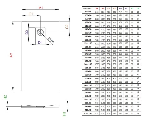 Radaway Kyntos F brodzik 140x80 cm prostokątny antracyt HKF14080-64