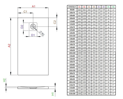 Radaway Kyntos F brodzik prostokątny 130x90 cm biały HKF13090-04