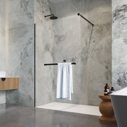 Radaway Modo New Black II Walk-In ścianka prysznicowa 80 cm z wieszakiem czarny mat/szkło przezroczyste 389084-54-01W