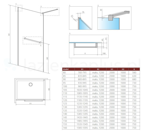 Radaway Modo New Black II Walk-In ścianka prysznicowa 90 cm z wieszakiem czarny mat/szkło przezroczyste 389094-54-01W