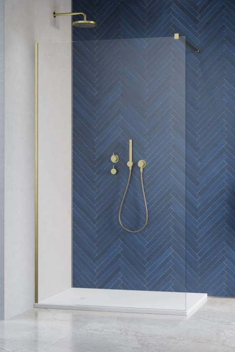 Radaway Modo New Brushed Gold II Walk-In ścianka prysznicowa 90 cm złoty szczotkowany/szkło przezroczyste 389094-99-01