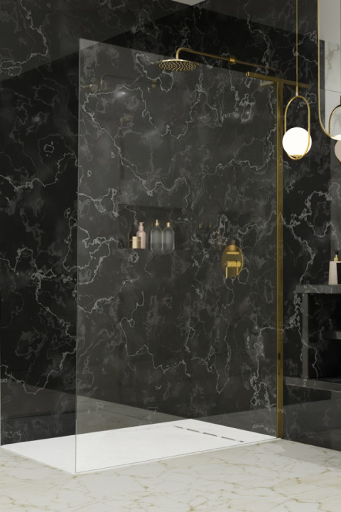 Radaway Modo SL Gold II Walk-In ścianka prysznicowa 80 cm prawa wolnostojąca złoty połysk/szkło przezroczyste 10319084-09-01R