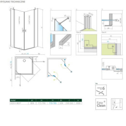 Radaway Nes Black KDD II drzwi prysznicowe 80 cm lewe czarny mat/szkło przezroczyste 10031080-54-01L