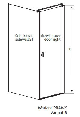 Radaway Nes Black KDJ I drzwi prysznicowe 90 cm prawe czarny mat/szkło przezroczyste 10022090-54-01R