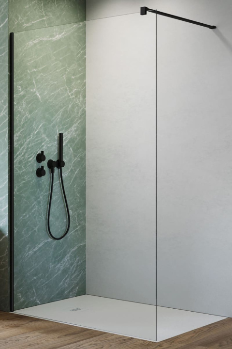 Radaway Nes Black Walk-In II ścianka prysznicowa 120 cm wolnostojąca czarny mat/szkło przezroczyste 10013120-54-01
