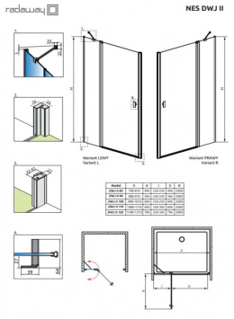 Radaway Nes DWJ II drzwi prysznicowe 100 cm prawe chrom/szkło przezroczyste 10036100-01-01R