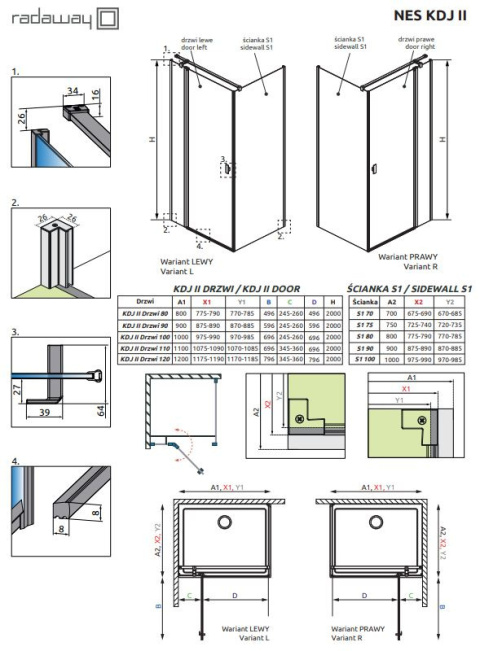 Radaway Nes KDJ II drzwi prysznicowe 100 cm prawe chrom/szkło przezroczyste 10032100-01-01R