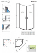Radaway Nes PDD I kabina prysznicowa część lewa 90x90 cm półokrągła chrom połysk/szkło przezroczyste 10020090-01-01L