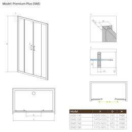 Radaway Premium Plus DWD drzwi wnękowe 140 cm chrom/szkło brązowe 33353-01-08N
