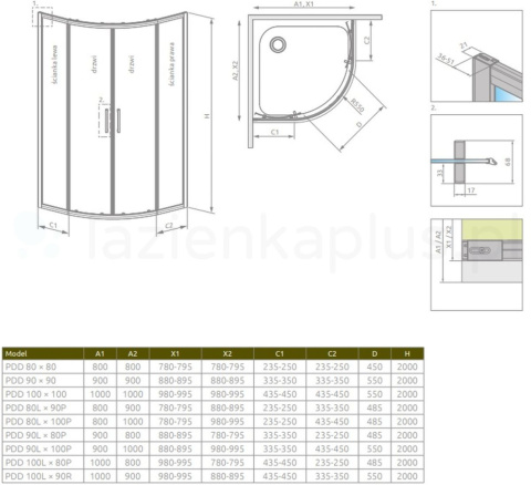 Radaway Premium Pro PDD komplet 2 ścianek prysznicowych do kabiny 90x90 cm chrom połysk/szkło przezroczyste 1013200-01-01 Radaway Premium Pro PDD komplet 2 ścianek prysznicowych do kabiny 90x90 cm chrom połysk/szkło przezroczyste 1013200-01-01