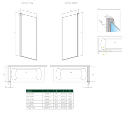 Radaway Vesta DWD parawan nawannowy 180 cm z drzwiami przesuwnymi 203180-01