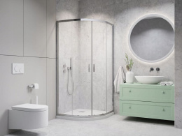 Z kodem PROMO 5% taniej! Radaway Alienta A kabina prysznicowa 80x80 cm półokrągła chrom/szkło przezroczyste 10228080-01-01