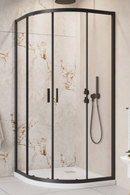 Z kodem PROMO 5% taniej! Radaway Alienta Black A kabina prysznicowa 80x80 cm półokrągła czarny mat/szkło przezroczyste 10228080-54-01