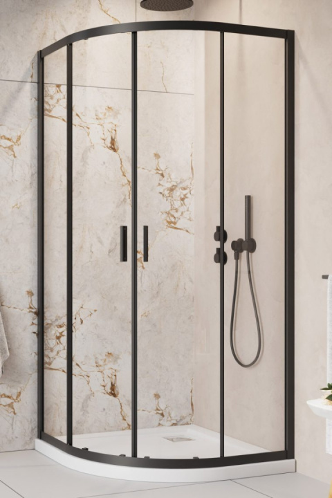 Radaway Alienta Black A kabina prysznicowa 80x80 cm półokrągła czarny mat/szkło przezroczyste 10228080-54-01 Radaway Alienta Black A kabina prysznicowa 80x80 cm półokrągła czarny mat/szkło przezroczyste 10228080-54-01