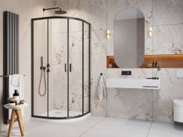 Z kodem PROMO 5% taniej! Radaway Alienta Black A kabina prysznicowa 90x90 cm półokrągła czarny mat/szkło przezroczyste 10229090-54-01