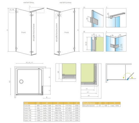 Radaway Arta Walk-In ścianka prysznicowa 80 cm chrom/szkło przezroczyste 386280-03-01