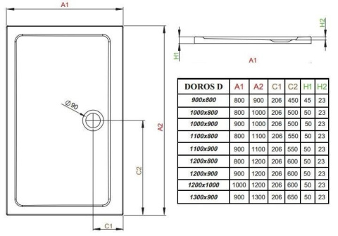 Radaway Doros Plus D brodzik 120x90 cm prostokątny biały SDRPD1290-01 Radaway Doros Plus D brodzik 120x90 cm prostokątny biały SDRPD1290-01