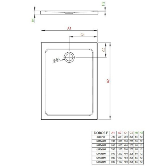 Radaway Doros Plus D brodzik 130x90 cm prostokątny biały SDRPD1390-01 Radaway Doros Plus D brodzik 130x90 cm prostokątny biały SDRPD1390-01