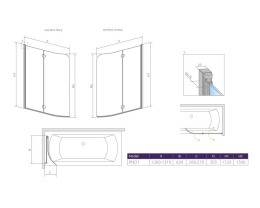 Radaway Eos PND II drzwi parawanu 130 cm 2-częściowy chrom połysk/szkło przezroczyste 1206213-01L