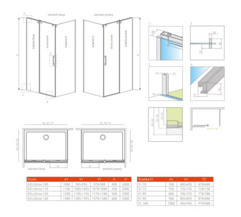 Radaway Espera Pro KDJ ścianka prysznicowa 100 cm boczna szkło przezroczyste 10093100-01-01