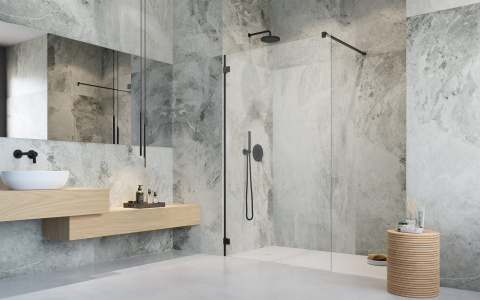 Radaway Essenza Pro Black Walk-In ścianka prysznicowa 80 cm wolnostojąca czarny mat/szkło przezroczyste 10103080-54-01