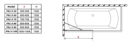 Radaway Essenza Pro Gold PNJ II parawan nawannowy 60 cm złoty połysk/szkło przezroczyste 10101060-09-01