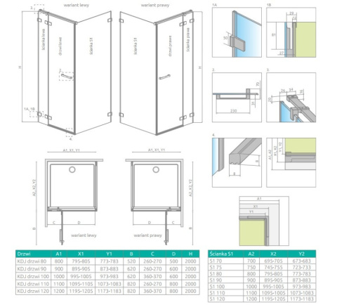 Radaway Euphoria KDJ ścianka prysznicowa 100 cm boczna S1 chrom/szkło przezroczyste 383052-01
