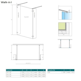 Radaway Euphoria Walk-In ścianka frontowa W4 120 cm chrom/szkło przezroczyste 383144-01-01