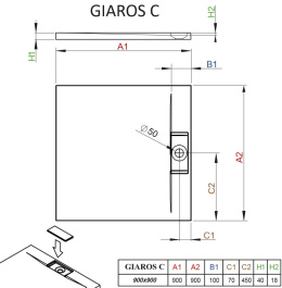 Radaway Giaros C brodzik 90x90 cm kwadratowy biały MKGC9090-03