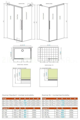 Radaway Idea 8 QL XL KDJ ścianka prysznicowa 90 cm /szkło przezroczyste 10580090-01-01L