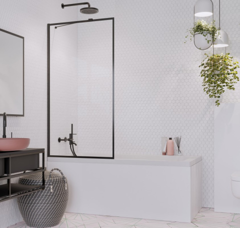 Wpisz KOD: PROMO - 10% Radaway Idea Black PNJ Frame parawan nawannowy 80 cm czarny mat/szkło przezroczyste 10001080-54-56