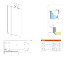 Wpisz KOD: PROMO - 10% Radaway Idea Black PNJ II Factory parawan nawannowy 70 cm czarny mat/szkło Factory 10001070-54-55