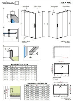 Radaway Idea KDJ ścianka prysznicowa 90 cm boczna prawa złoty połysk/szkło przezroczyste 387050-09-01R