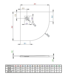 Radaway Kyntos A brodzik 80x80 cm półokrągły antracyt HKA8080-64