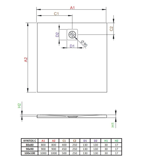 Radaway Kyntos PT brodzik pięciokątny 90x90 cm szary HKPT9090-74
