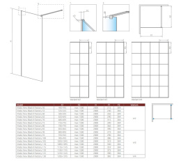 Radaway Modo New Black II Factory Walk-In ścianka prysznicowa 50 cm czarny mat/szkło factory 389054-54-55