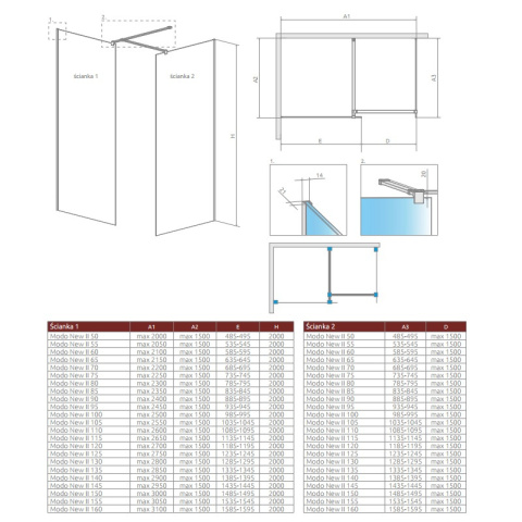 Radaway Modo New II Walk-In ścianka 70 cm chrom/szkło przezroczyste 389074-01-01