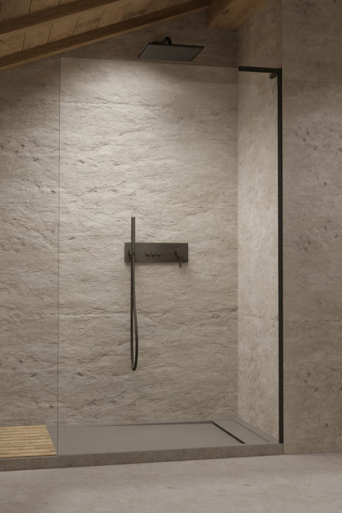 Radaway Modo SL Black II Walk-In ścianka prysznicowa 80 cm prawa wolnostojąca czarny mat/szkło przezroczyste 10319084-54-01R
