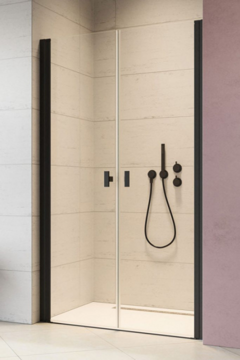 Radaway Nes 8 Black DWD I drzwi prysznicowe 50 cm lewe czarny mat/szkło przezroczyste 10077050-54-01L